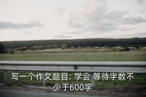 寫一個作文題目: 學(xué)會 等待字?jǐn)?shù)不少于600字