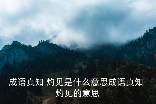 灼見的意思,真知灼見四個關(guān)鍵詞