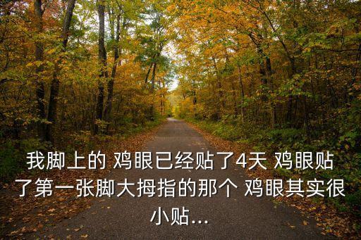 我腳上的 雞眼已經貼了4天 雞眼貼了第一張腳大拇指的那個 雞眼其實很小貼...