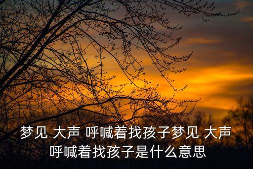 夢見 大聲 呼喊著找孩子夢見 大聲 呼喊著找孩子是什么意思