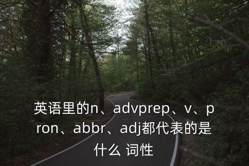 英語里的n、advprep、v、pron、abbr、adj都代表的是什么 詞性