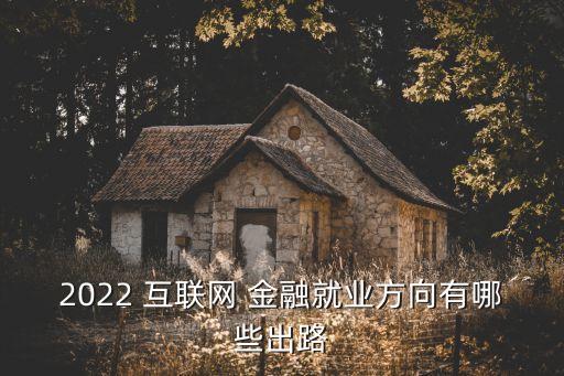 2022 互聯網 金融就業方向有哪些出路