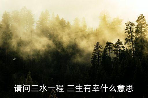 請問三水一程 三生有幸什么意思