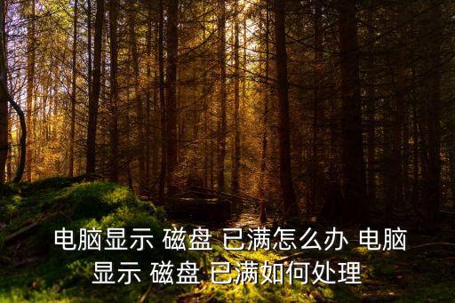  電腦顯示 磁盤 已滿怎么辦 電腦顯示 磁盤 已滿如何處理