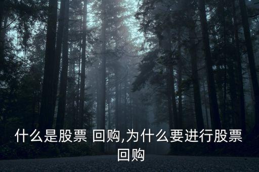 什么是股票 回購,為什么要進行股票 回購