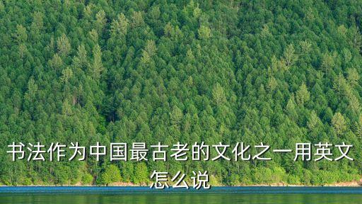 書法作為中國最古老的文化之一用英文怎么說