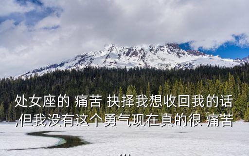 處女座的 痛苦 抉擇我想收回我的話,但我沒有這個勇氣現在真的很 痛苦...