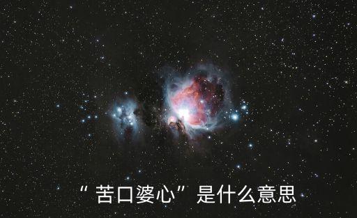 “ 苦口婆心”是什么意思