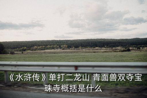 《水滸傳》單打二龍山 青面獸雙奪寶珠寺概括是什么
