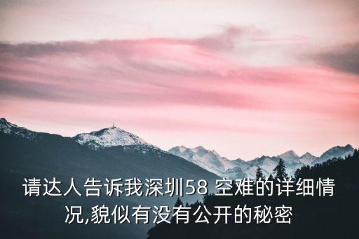 請達人告訴我深圳58 空難的詳細情況,貌似有沒有公開的秘密
