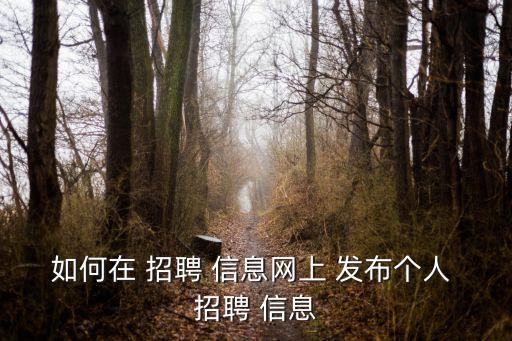 如何在 招聘 信息網上 發布個人 招聘 信息