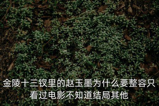 金陵十三釵里的趙玉墨為什么要整容只看過電影不知道結(jié)局其他