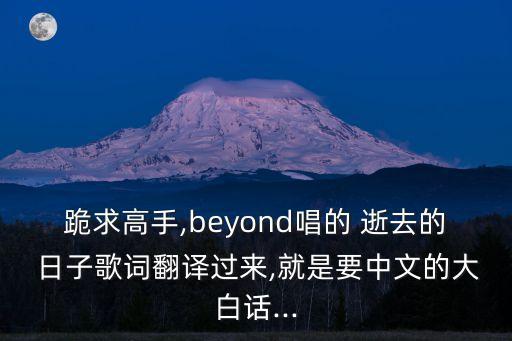 跪求高手,beyond唱的 逝去的 日子歌詞翻譯過來,就是要中文的大白話...