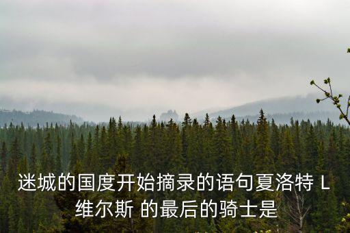 迷城的國度開始摘錄的語句夏洛特 L 維爾斯 的最后的騎士是