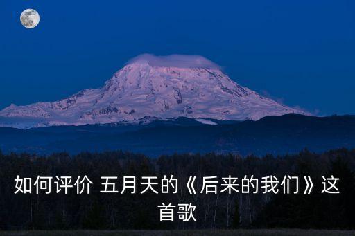 如何評價 五月天的《后來的我們》這首歌
