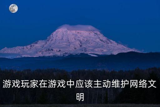 游戲玩家在游戲中應該主動維護網絡文明
