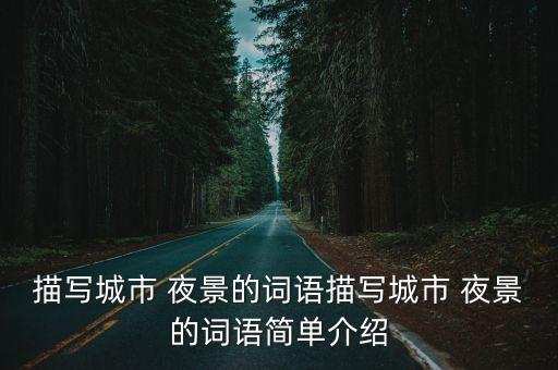 描寫城市 夜景的詞語描寫城市 夜景的詞語簡單介紹