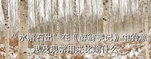 水落石出什么意思,水落石出:比喻事情真相完全暴露