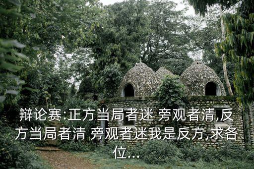 辯論賽:正方當局者迷 旁觀者清,反方當局者清 旁觀者迷我是反方,求各位...