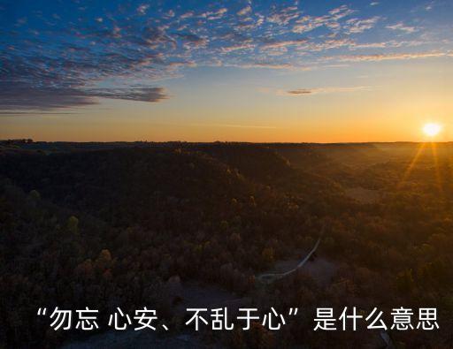 “勿忘 心安、不亂于心”是什么意思