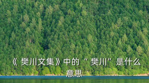 《 樊川文集》中的“ 樊川”是什么意思