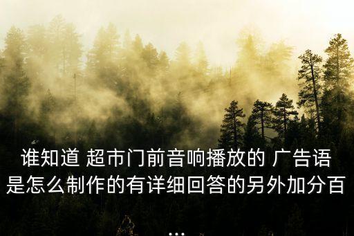 誰(shuí)知道 超市門(mén)前音響播放的 廣告語(yǔ)是怎么制作的有詳細(xì)回答的另外加分百...