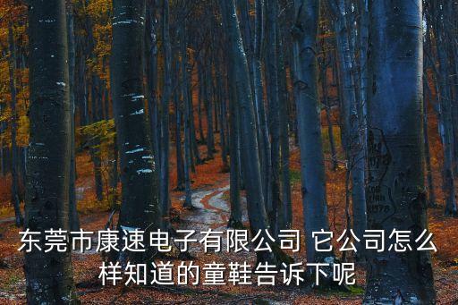 東莞市康速電子有限公司 它公司怎么樣知道的童鞋告訴下呢