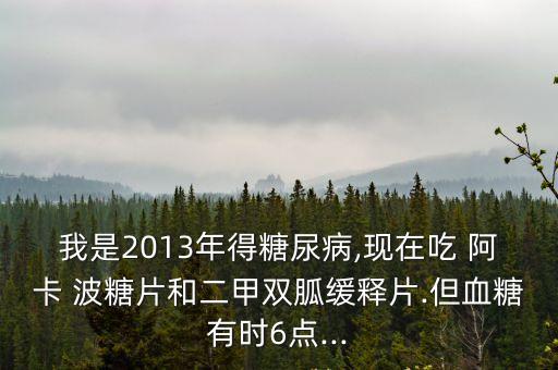 我是2013年得糖尿病,現在吃 阿卡 波糖片和二甲雙胍緩釋片.但血糖有時6點...