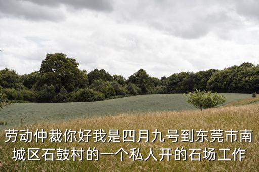 勞動仲裁你好我是四月九號到東莞市南城區石鼓村的一個私人開的石場工作