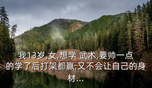 我13歲,女,想學 武術,要帥一點的學了后打架都贏,又不會讓自己的身材...
