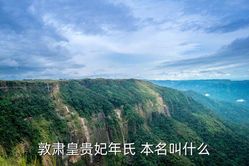 敦肅皇貴妃年氏 本名叫什么