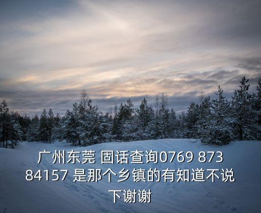 廣州東莞 固話查詢0769 87384157 是那個鄉鎮的有知道不說下謝謝