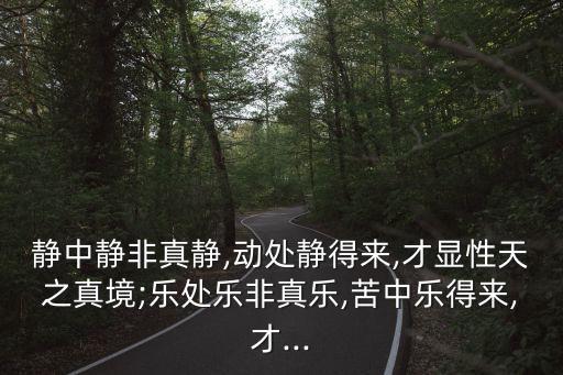 靜中靜非真靜,動(dòng)處靜得來,才顯性天之真境;樂處樂非真樂,苦中樂得來,才...