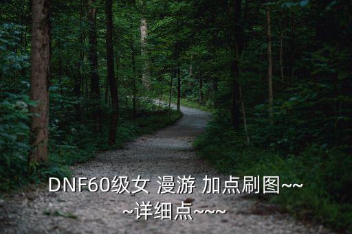 DNF60級女 漫游 加點刷圖~~~詳細點~~~