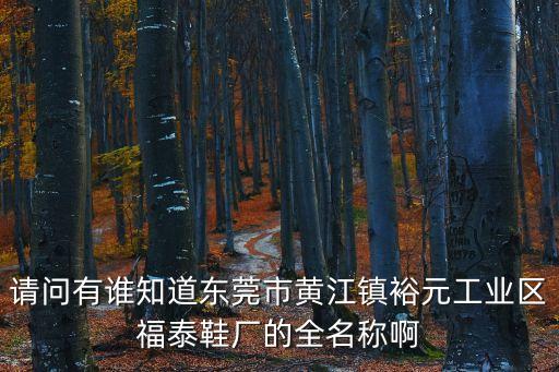請問有誰知道東莞市黃江鎮裕元工業區福泰鞋廠的全名稱啊