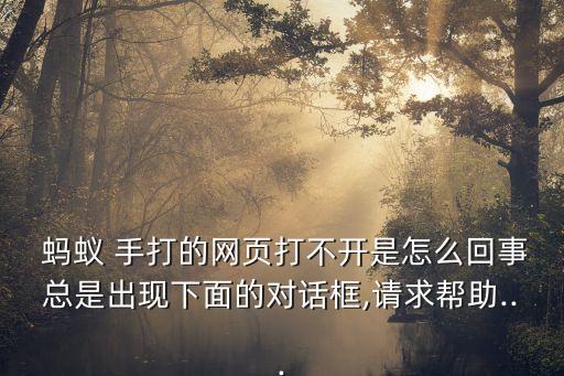  螞蟻 手打的網(wǎng)頁(yè)打不開(kāi)是怎么回事總是出現(xiàn)下面的對(duì)話框,請(qǐng)求幫助...