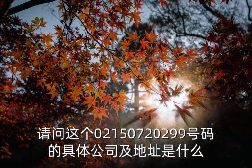 上海市惠彩實業有限公司電話多少，請問這個02150720299號碼的具體公司及地址是什么