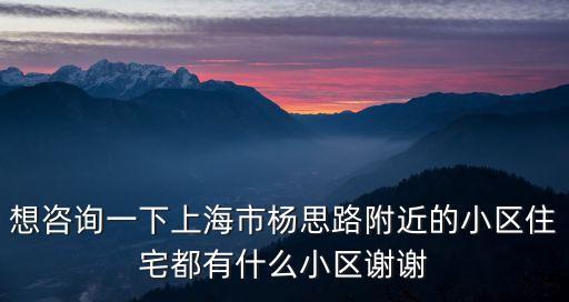 想咨詢一下上海市楊思路附近的小區(qū)住宅都有什么小區(qū)謝謝
