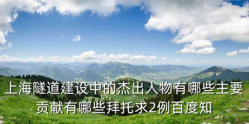 上海隧道建設中的杰出人物有哪些主要貢獻有哪些拜托求2例百度知