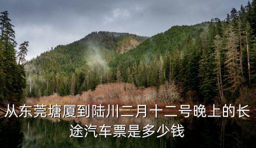 東莞快12路上車多少錢，從東莞塘廈到陸川二月十二號晚上的長途汽車票是多少錢