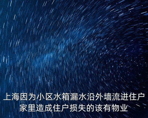 上海因為小區水箱漏水沿外墻流進住戶家里造成住戶損失的該有物業