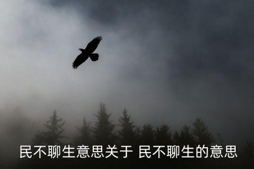 民不聊生意思關于 民不聊生的意思