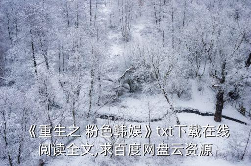 《重生之 粉色韓娛》txt下載在線閱讀全文,求百度網盤云資源