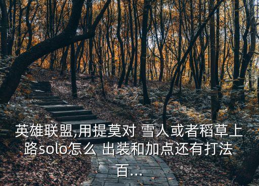 英雄聯盟,用提莫對 雪人或者稻草上路solo怎么 出裝和加點還有打法百...