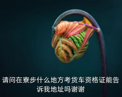 請問在寮步什么地方考貨車資格證能告訴我地址嗎謝謝