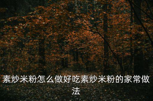 素炒米粉怎么做好吃素炒米粉的家常做法