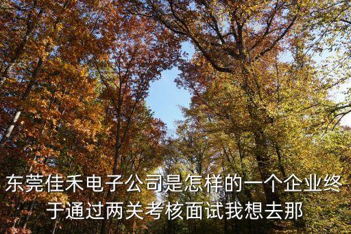 東莞佳禾工資怎么樣，東莞佳禾電子公司是怎樣的一個企業(yè)終于通過兩關(guān)考核面試我想去那