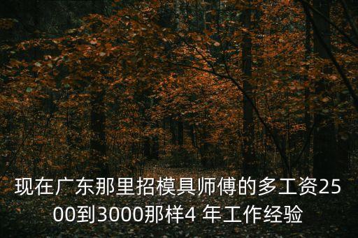 東莞石排協勇模具招聘，現在廣東那里招模具師傅的多工資2500到3000那樣4 年工作經驗