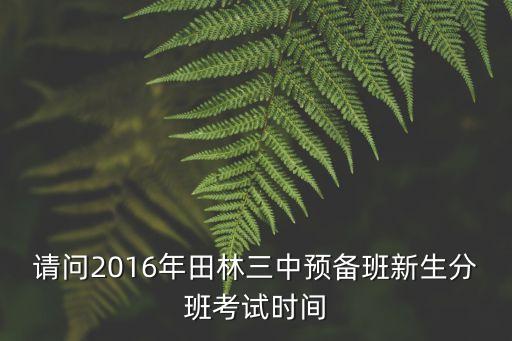 請問2016年田林三中預備班新生分班考試時間
