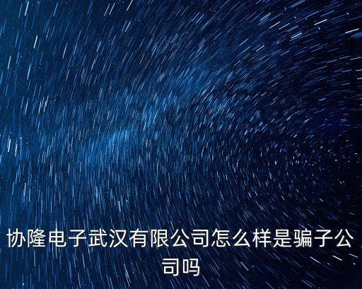 協隆電子武漢有限公司怎么樣是騙子公司嗎